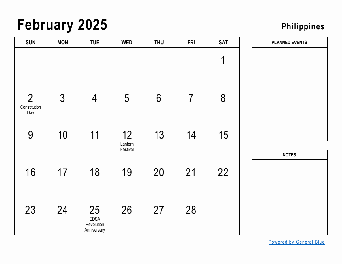 February 2025 Planner with Philippines Holidays
