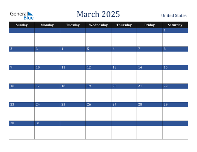 March 2025 United States Calendar