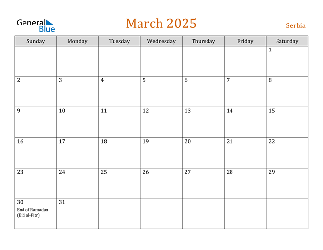 March 2025 Holiday Calendar