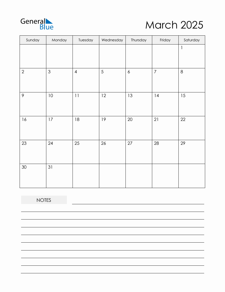 March 2025 Monthly Planner Calendar