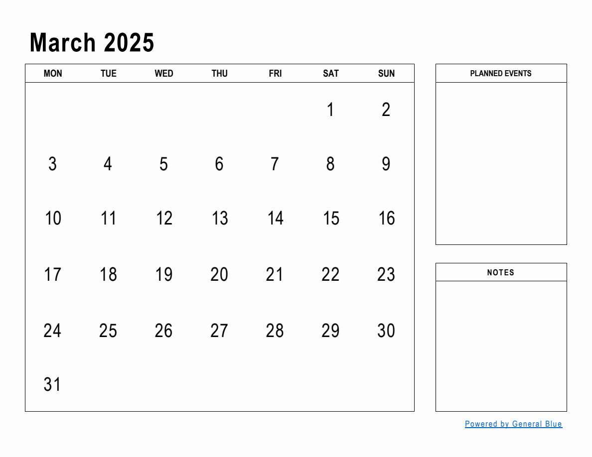 March 2025 Monthly Planner