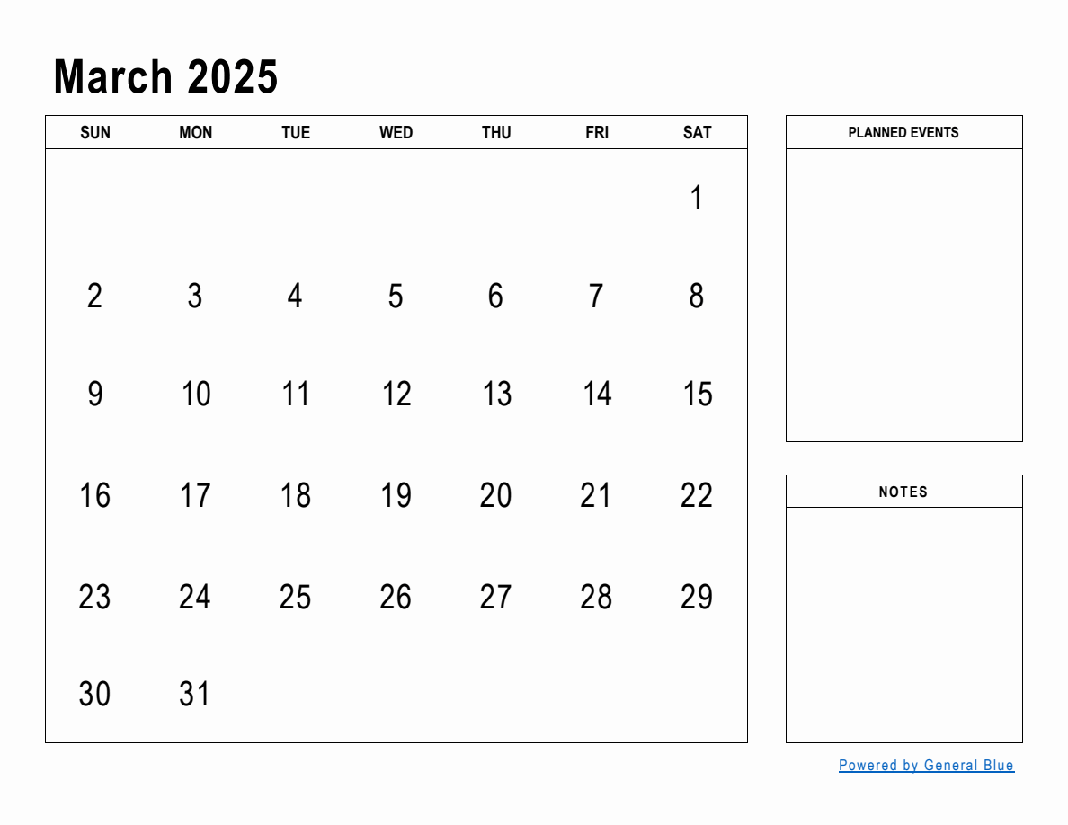 March 2025 Monthly Planner