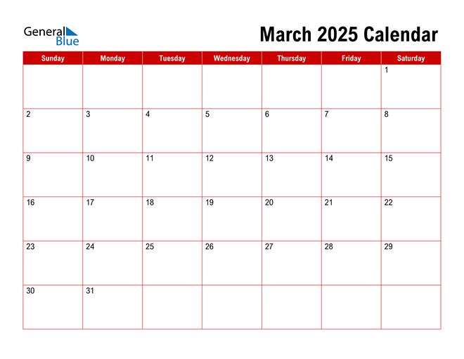 March 2025 Calendar (PDF Word Excel)