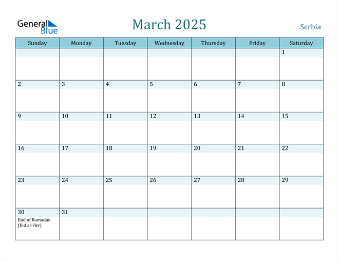 March 2025 Calendar with Holidays in PDF, Word, and Excel