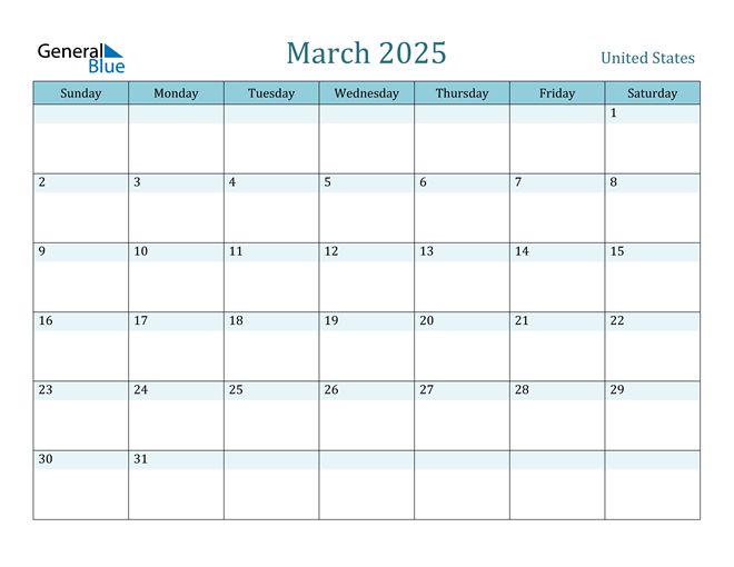 March 2025 Calendar with Holidays in PDF, Word, and Excel