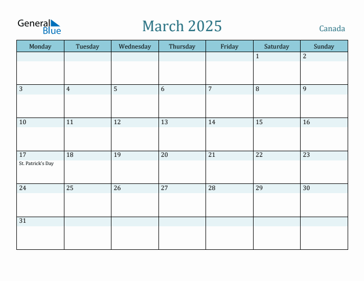 March 2025 Calendar with Holidays