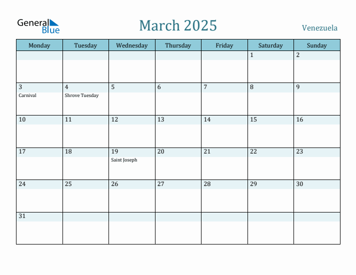 March 2025 Calendar with Holidays