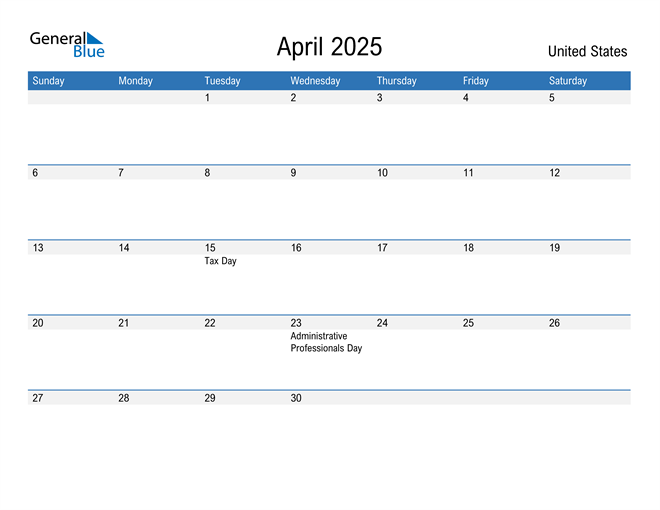 Fillable April 2025 Calendar