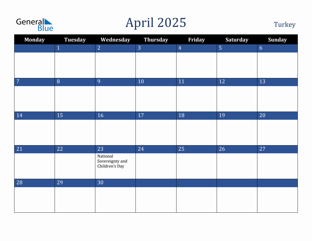 April 2025 Turkey Holiday Calendar