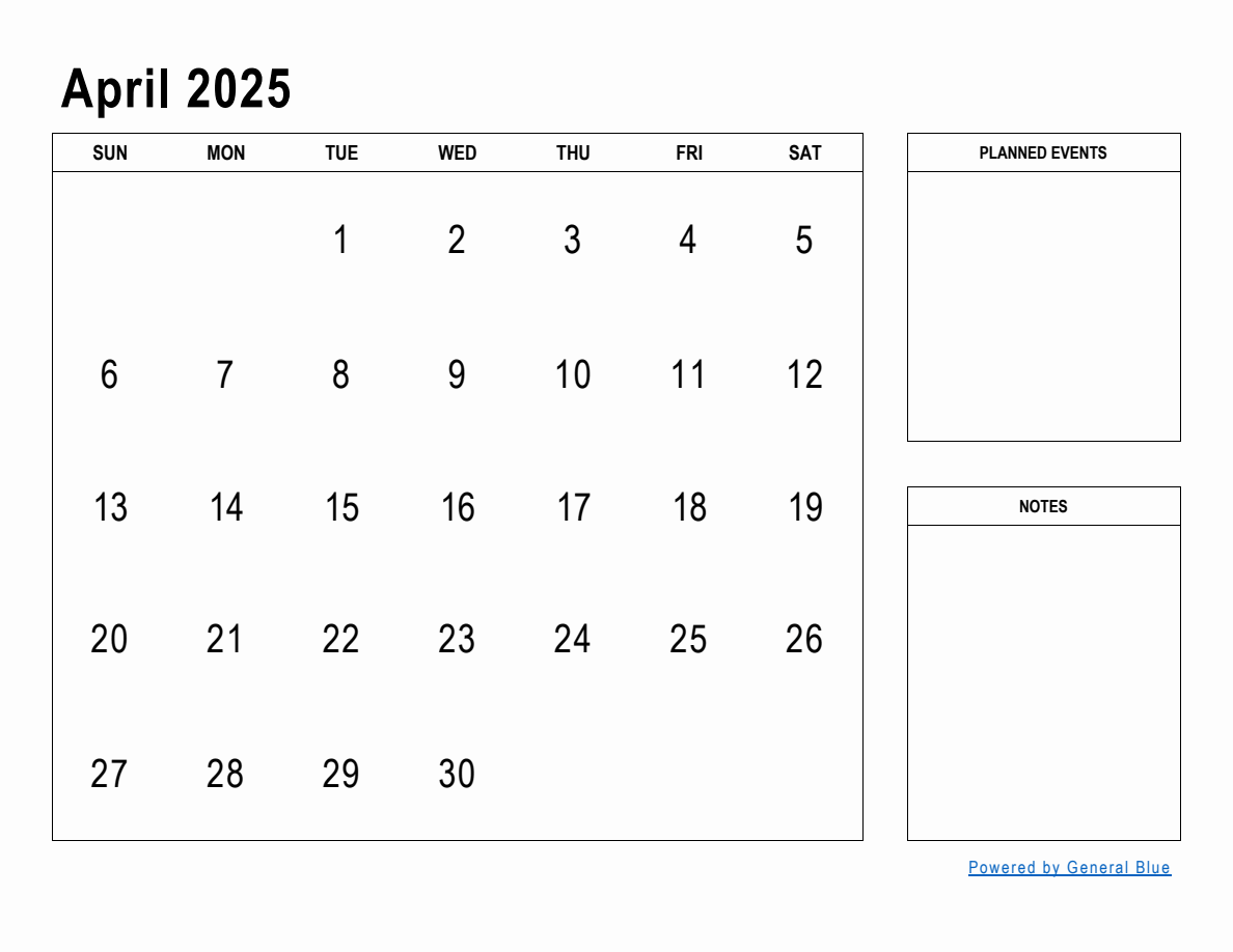 April 2025 Monthly Planner