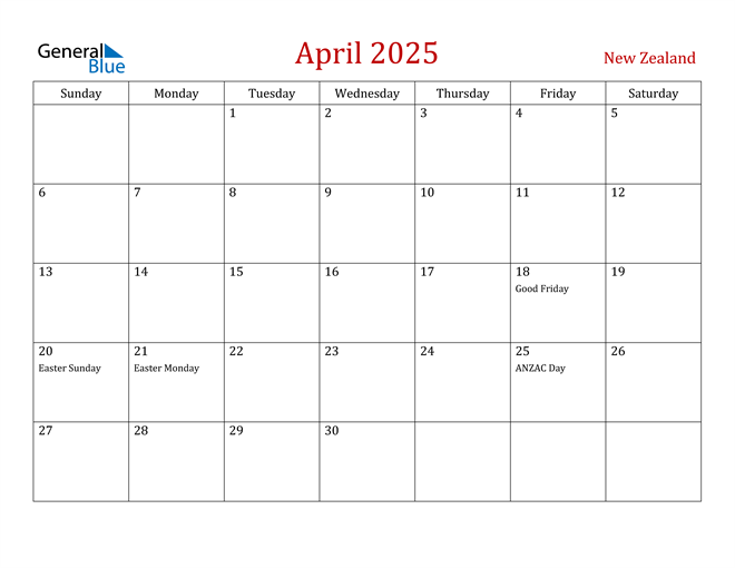 2025 Printable Calendar With New Zealand Holidays Free Printable www