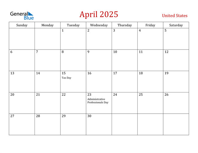 2025 April Calendar With Holidays Printable Free Download