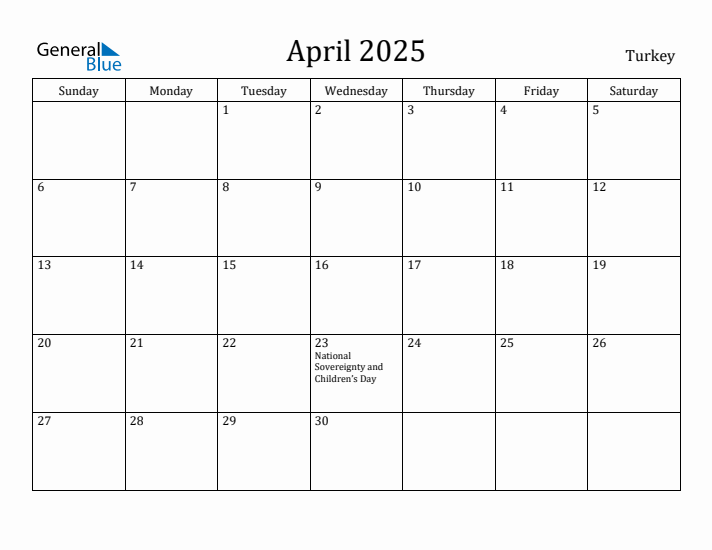 April 2025 Calendar Turkey