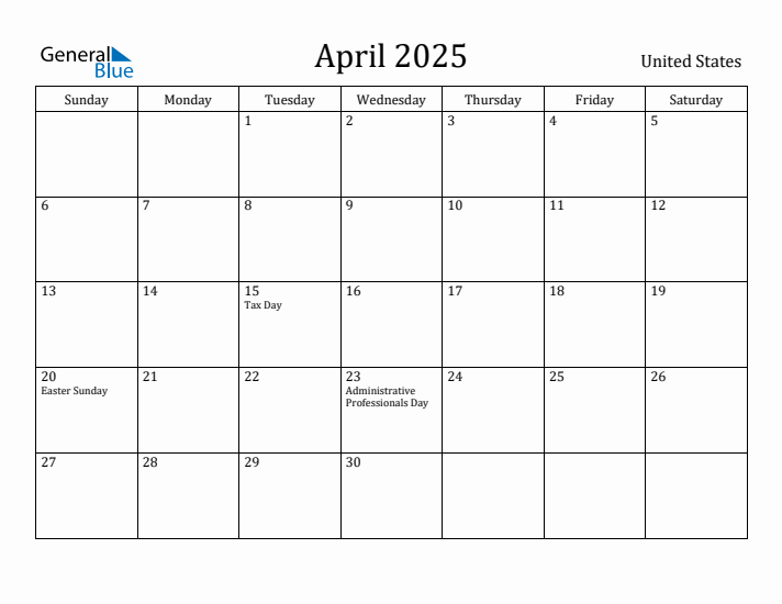 April 2025 Calendar With Holidays 