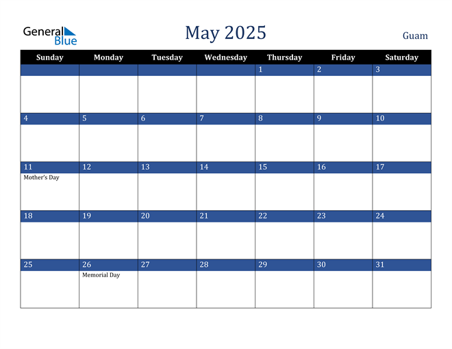 May 2025 Guam Calendar
