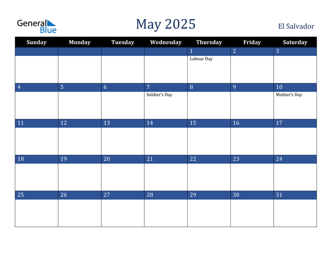 May 2025 El Salvador Calendar