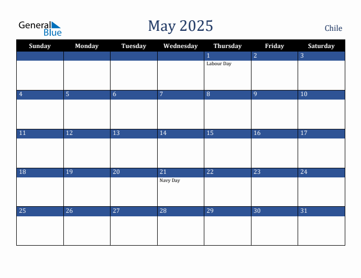 May 2025 Chile Calendar (Sunday Start)