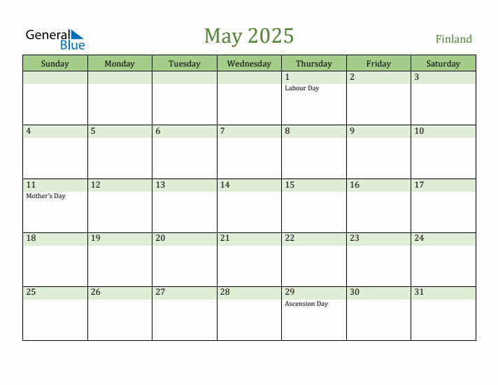 May 2025 Calendar with Finland Holidays