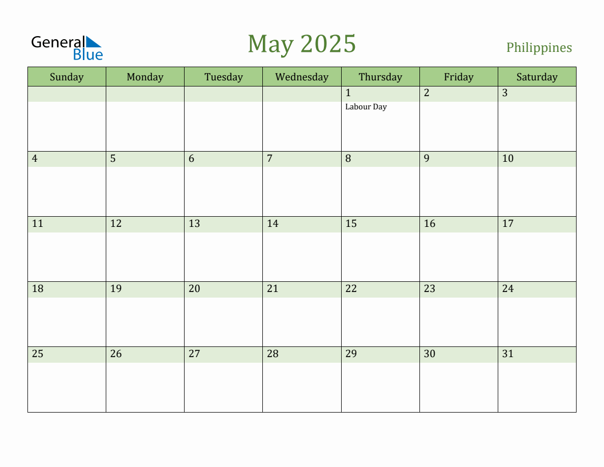 2025 May Calendar With Holidays Philippines Pdf