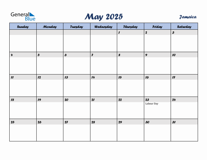 May 2025 Calendar with Holidays in Jamaica