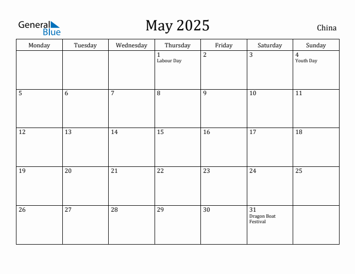 May 2025 Calendar China