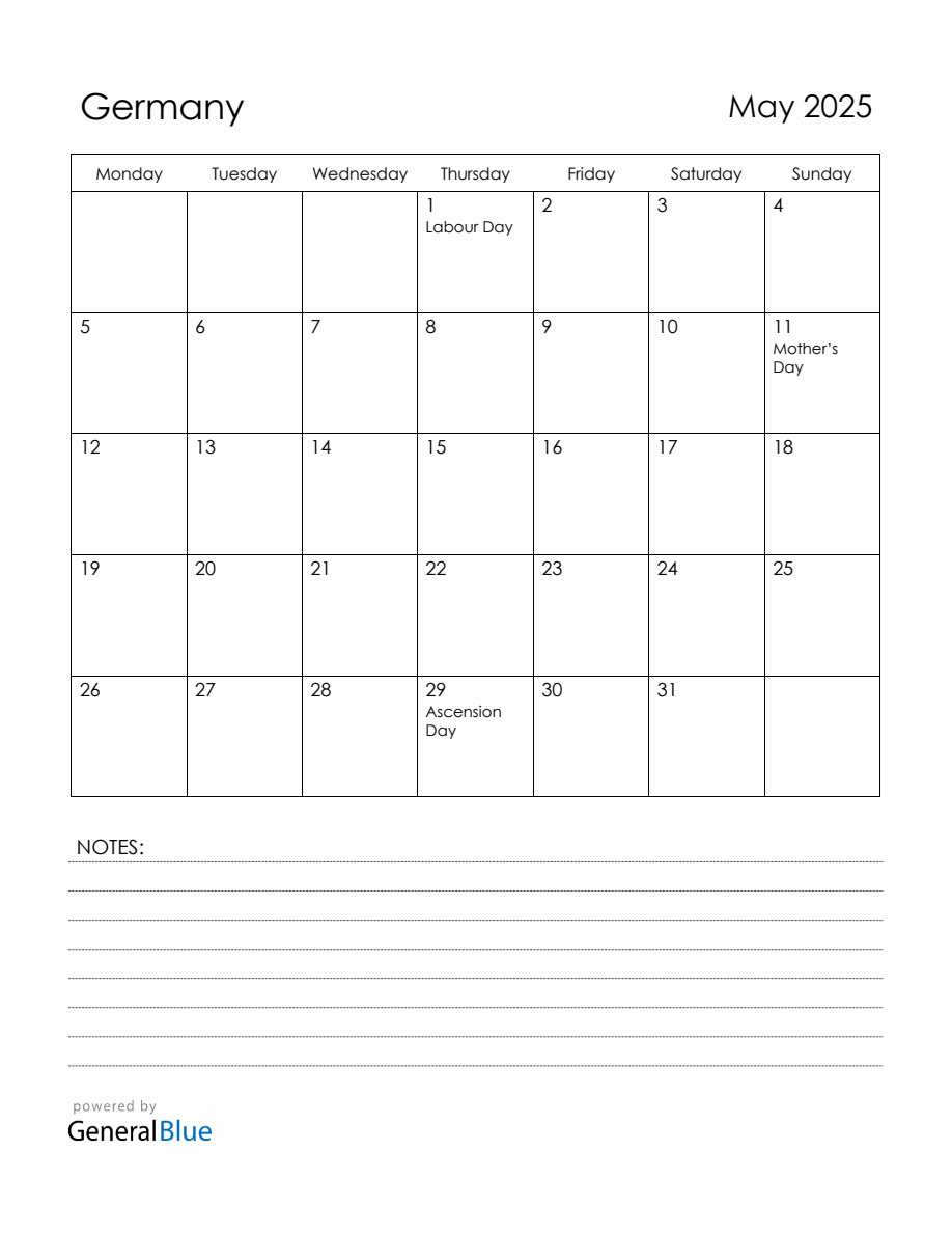 May 2025 Germany Calendar with Holidays