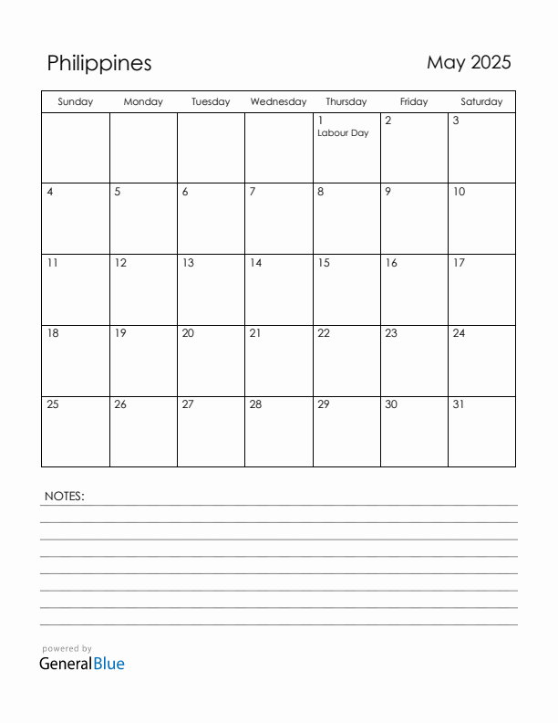 May 2025 Philippines Calendar with Holidays