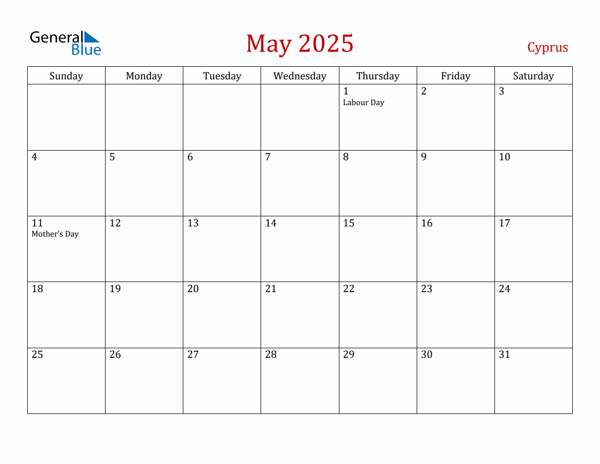 Calendar 2025 With Holidays Cyprus 