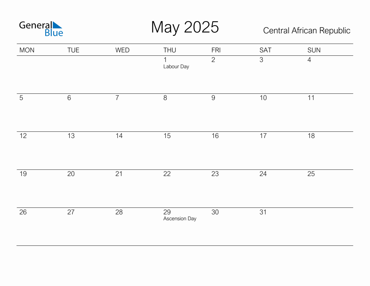 May 2025 Calendar South Africa 