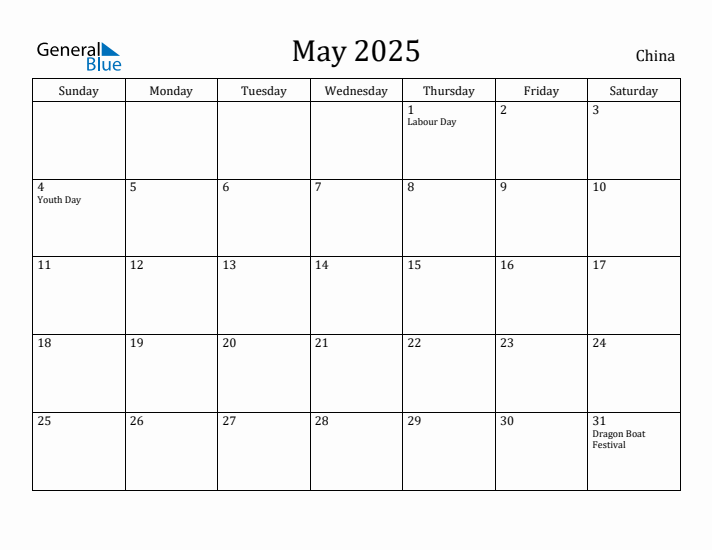 May 2025 Calendar China