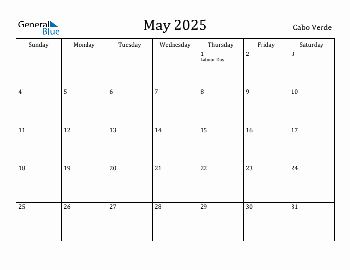 May 2025 Calendar Cabo Verde