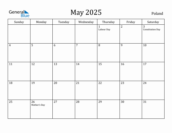 May 2025 Calendar Poland