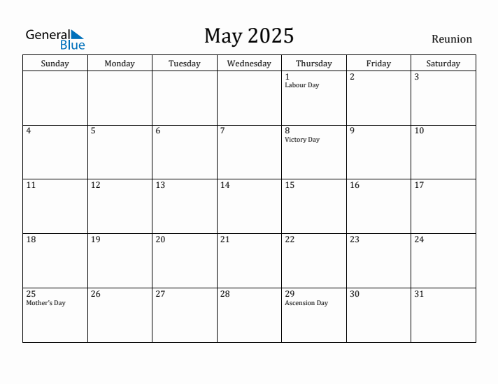 May 2025 Calendar Reunion