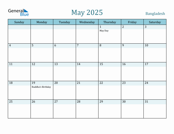May 2025 Calendar with Holidays