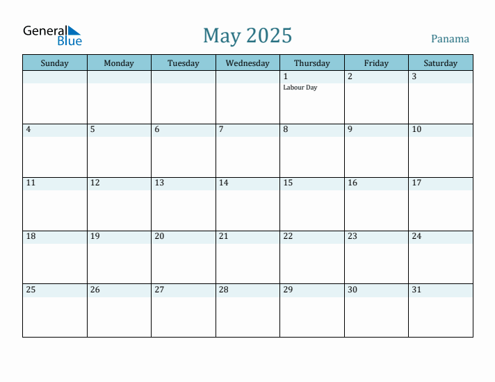 Panama Holiday Calendar for May 2025