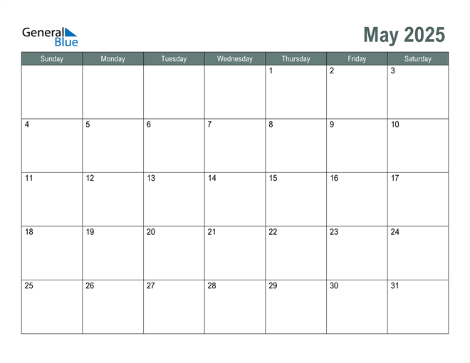 May 2025 Calendar (PDF Word Excel)