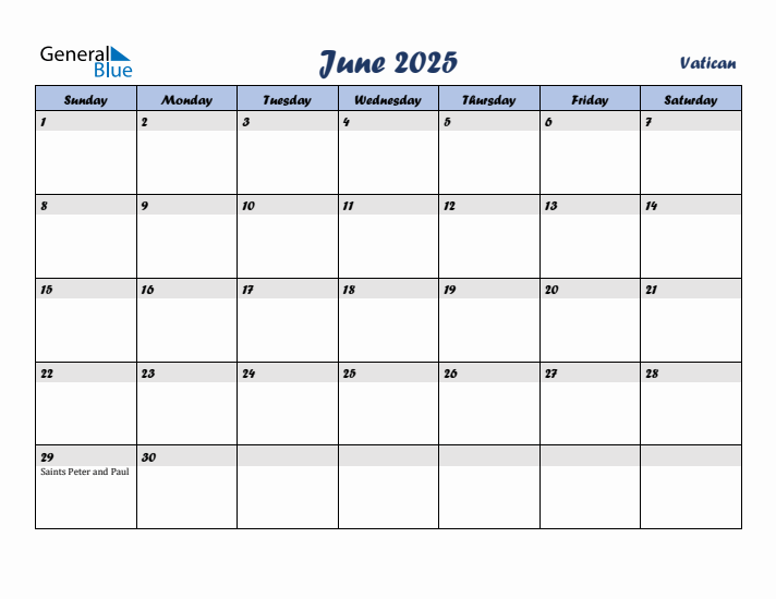 June 2025 Calendar with Holidays in Vatican