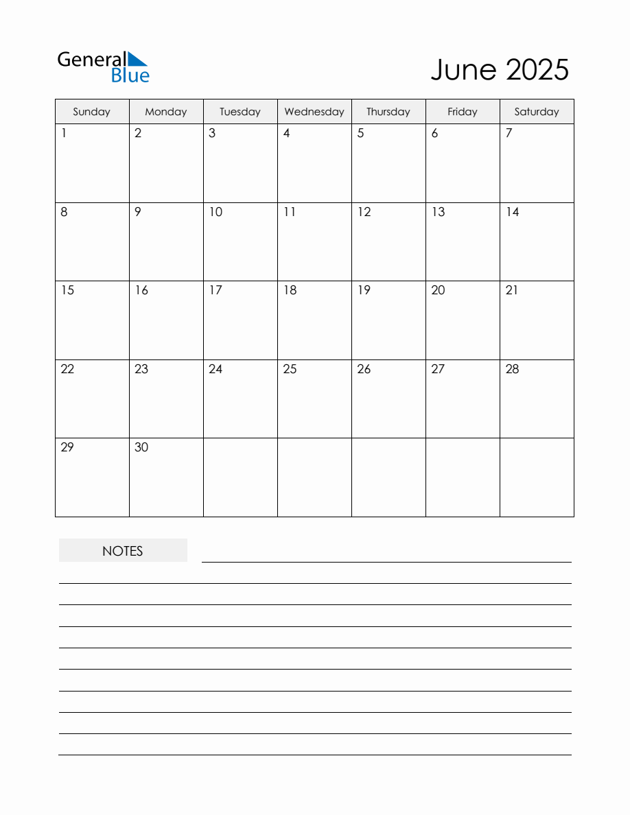 June 2025 Monthly Planner Calendar