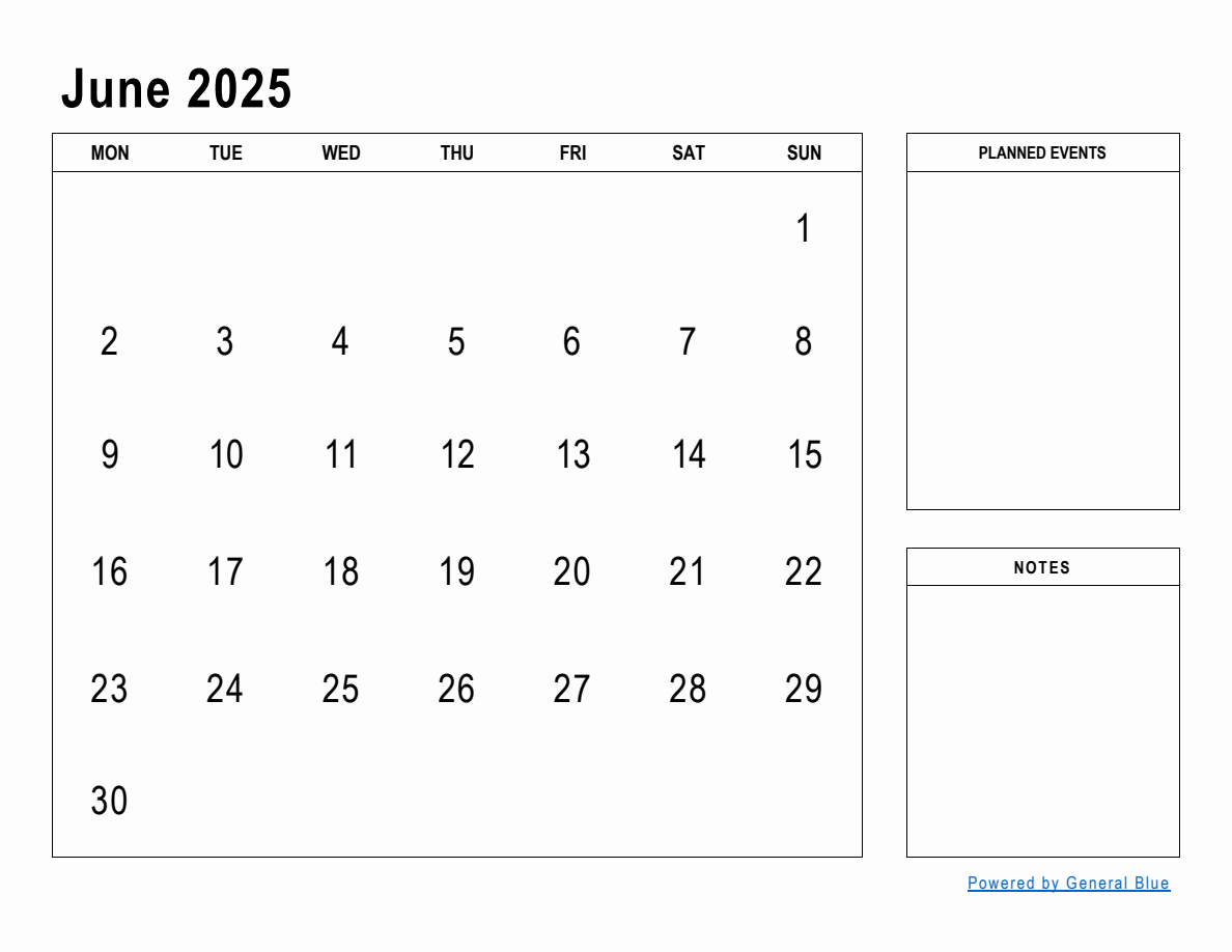 Monthly Planner June 2025