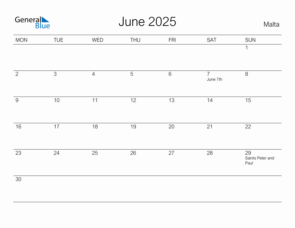 Calendar 2025 With Holidays Malta 