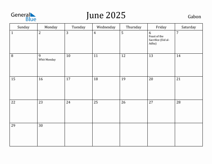 June 2025 Calendar Gabon