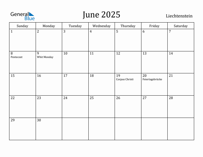 June 2025 Calendar Liechtenstein