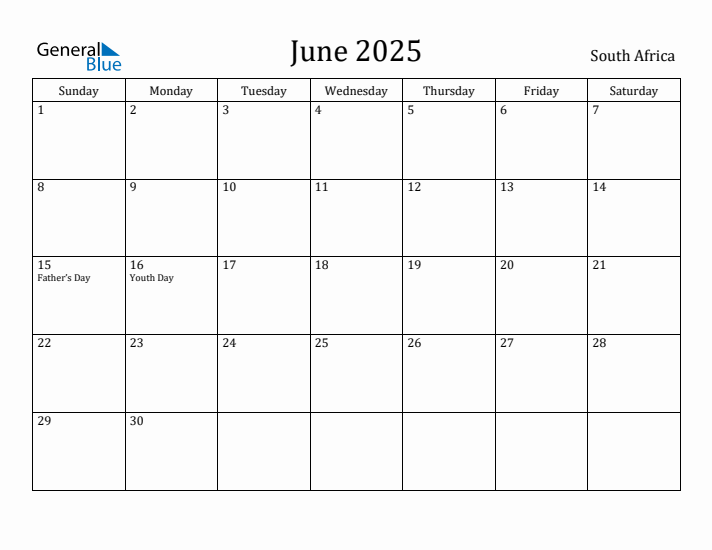 June 2025 Calendar South Africa