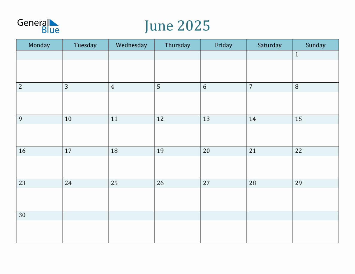 July 2025 To June 2025 Calendar Template