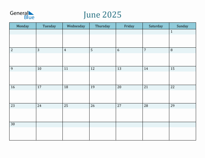 June 2025 Printable Calendar