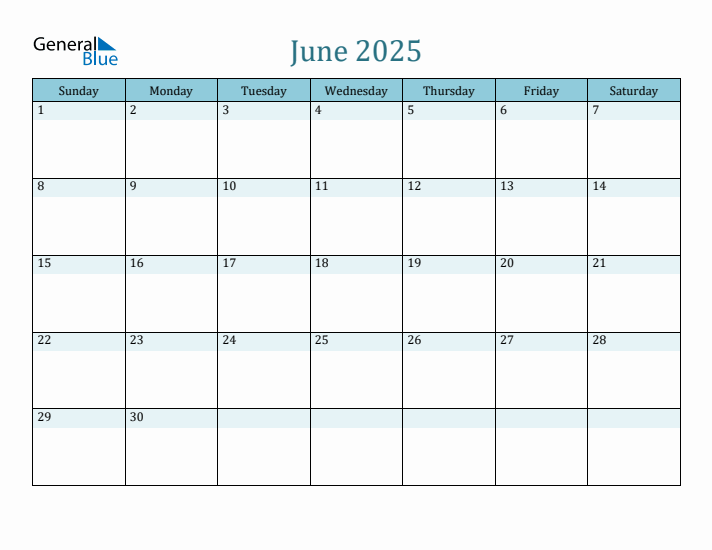 June 2025 Printable Calendar