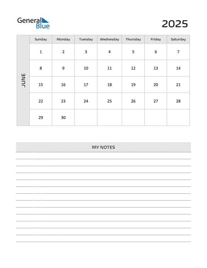 June 2025 Calendar (PDF Word Excel)