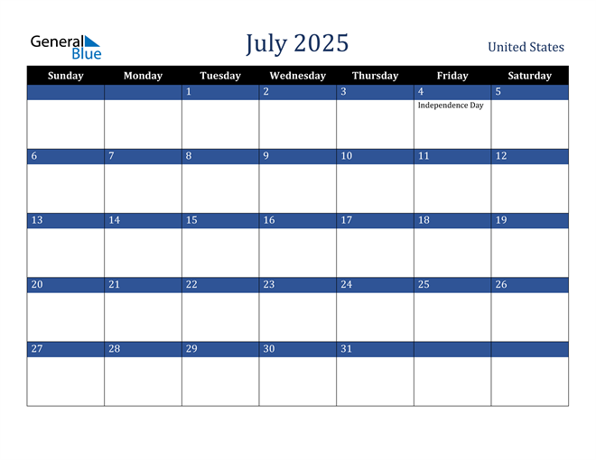 July 2025 Calendar with United States Holidays