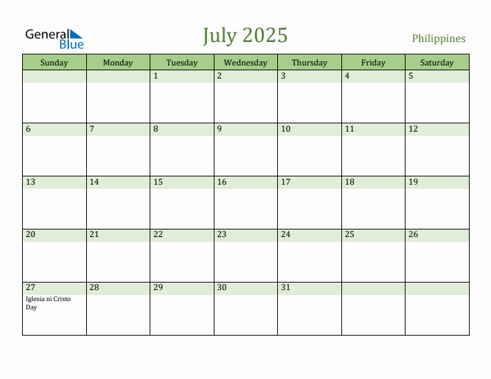 July 2025 Calendar with Philippines Holidays