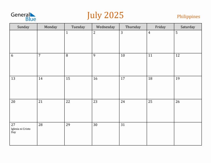 Free July 2025 Philippines Calendar